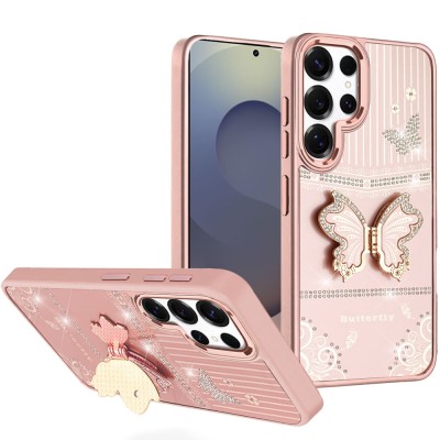 For Samsung s26 Ultra Epoxy Glitter Shimmer [Magnetic Circle] Hybrid Case - Light Pink