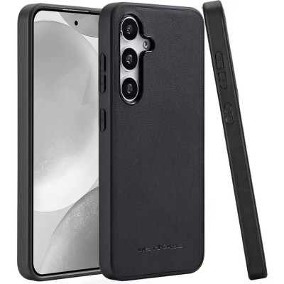 For Samsung Galaxy s24 Plus METKASE Apple-Peel Stick PU Leather [Magnetic Circle] Premium Hybird Case - Black