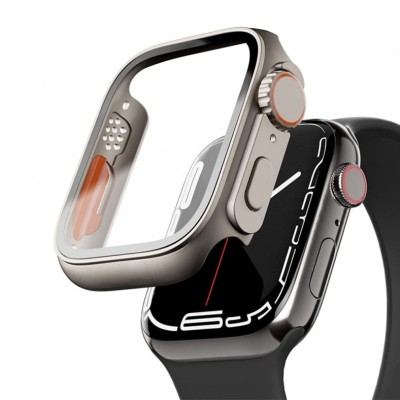 38mm Diamond Full Coverage with Tempered Glass iWatch Screen Frame - Chromed Gold+Blue