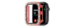 38mm Diamond Full Coverage with Tempered Glass iWatch Screen Frame - Chromed Gold+Red