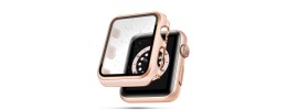 38mm Full Coverage RoseGold with Tempered Glass iWatch Screen Frame - Chromed Rose Gold+Midnight Green