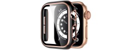 40mm Full Coverage RoseGold with Tempered Glass iWatch Screen Frame - Chromed Rose Gold+Blue
