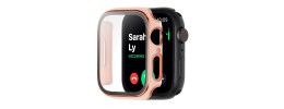 40mm Full Coverage RoseGold with Tempered Glass iWatch Screen Frame - Chromed Rose Gold+Red
