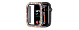 41mm Diamond Full Coverage with Tempered Glass iWatch Screen Frame - Chromed Gold+Midnight Green