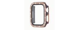 41mm Diamond Full Coverage with Tempered Glass iWatch Screen Frame - Chromed Gold+Blue