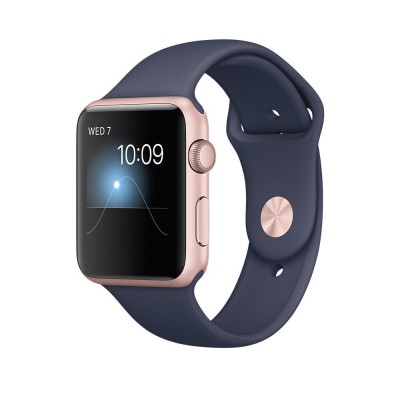 42mm Full Coverage RoseGold with Tempered Glass iWatch Screen Frame - Chromed Rose Gold+Blue