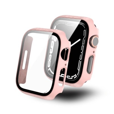 45mm Full Coverage RoseGold with Tempered Glass iWatch Screen Frame - Chromed Rose Gold+Midnight Green