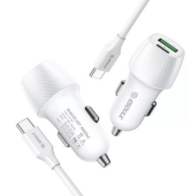 48W PD&QC CAR CHARGER +3FT USB-C TO USB-C CABLE (12/48)