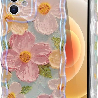 For Apple iPhone 11 (XI6.1) Floral Epoxy Glitter Colorful Frame Hybrid Case Cover - C