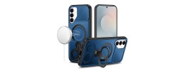 For Samsung s26 Plus Car Mount with 2-Ring Stand Hybrid Case - Blue