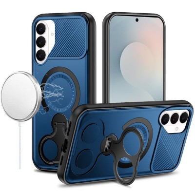 For Samsung s26 Plus Car Mount with 2-Ring Stand Hybrid Case - Blue