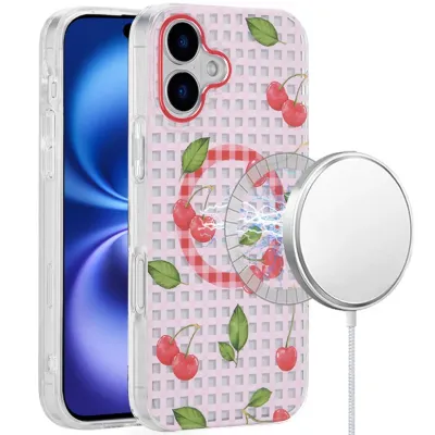 For iPhone 17 Air [Magnetic] Double Layer Design IMD Case  Cherry