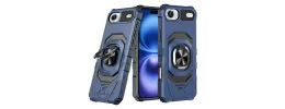 For iPhone 17 Air Robotic Hybrid with Magnetic Ring Stand Case  Cover - Dark Blue