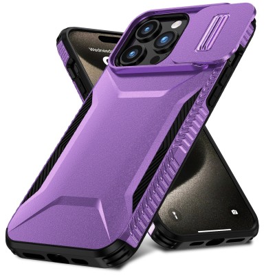 FOR IP12/ 12 PRO METAL STAND CASE W CAM LENS PURPLE