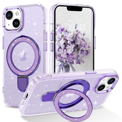 FOR IP13/ 14 MAGSAFE DIAMOND GLITTER WITH STAND - PURPLE