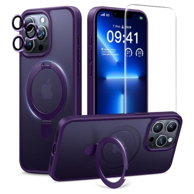 FOR IP13 METAL STAND CASE W CAM LENS PURPLE
