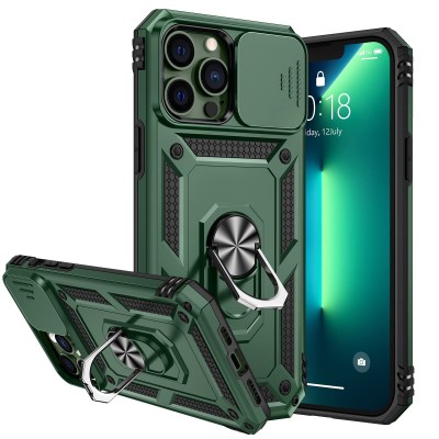 FOR IP13 PRO MAX METAL STAND CASE W CAM LENS GREEN
