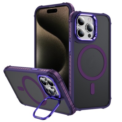 FOR IP14 METAL STAND CASE W CAM LENS PURPLE