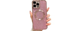 FOR IP14 PRO MAX MAGSAFE DIAMOND GLITTER WITH STAND - PINK