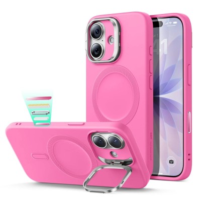FOR IP14 PRO MAX METAL STAND CASE W CAM LENS PINK