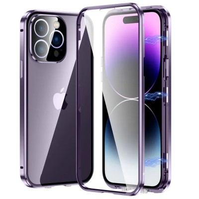 FOR IP14 PRO MAX METAL STAND CASE W CAM LENS PURPLE