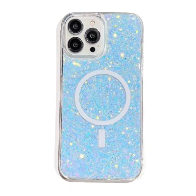 FOR IP15 MAGSAFE DIAMOND GLITTER WITH STAND - BLUE