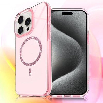 FOR IP15 PRO MAX MAGSAFE DIAMOND GLITTER WITH STAND - PINK