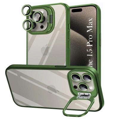 FOR IP15 PRO MAX METAL STAND CASE W CAM LENS GREEN