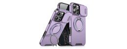 FOR IP15 PRO MAX METAL STAND CASE W CAM LENS PURPLE