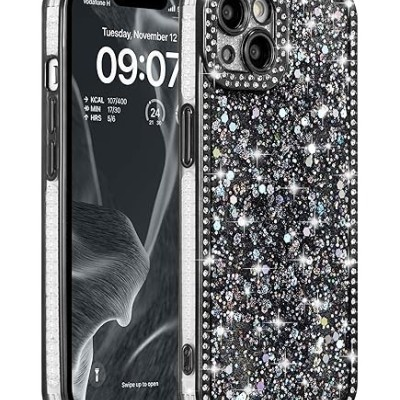 FOR IP16 MAGSAFE DIAMOND GLITTER WITH STAND - BLACK