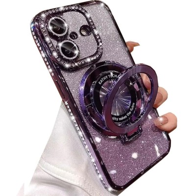 FOR IP16 MAGSAFE DIAMOND GLITTER WITH STAND - PURPLE