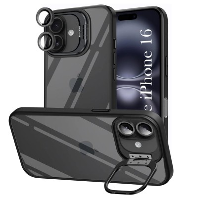 FOR IP16 PLUS METAL STAND CASE W CAM LENS BLACK