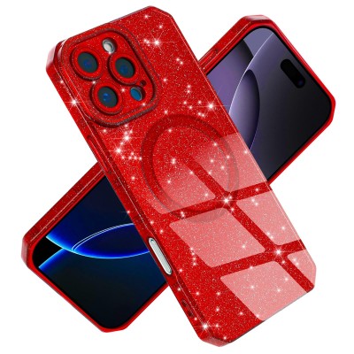 FOR IP16 PRO MAGSAFE DIAMOND GLITTER - RED