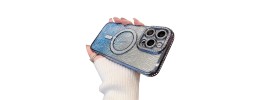 FOR IP16 PRO MAGSAFE DIAMOND GLITTER WITH STAND - BLUE