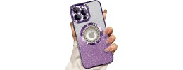 FOR IP16 PRO MAGSAFE DIAMOND GLITTER WITH STAND - PURPLE
