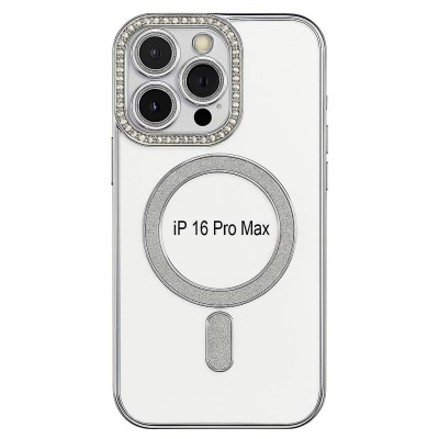 FOR IP16 PRO MAX MAGSAFE DIAMOND GLITTER WITH STAND - WHITE