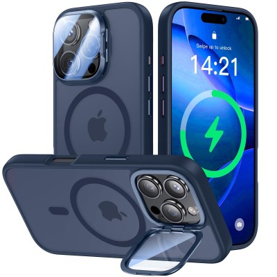 FOR IP16 PRO MAX METAL STAND CASE W CAM LENS BLUE