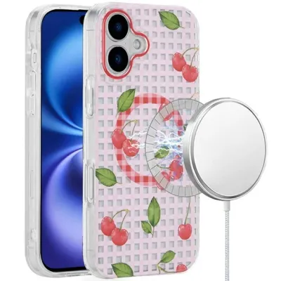 For iPhone 17 [Magnetic] Double Layer Design IMD Case - Cherry