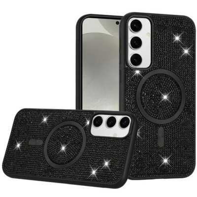 For Samsung s25/s24 Diamond [Magnetic Circle] with CD Pattern Hybrid - Black