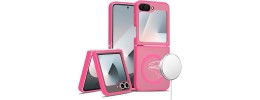 For Samsung Z Flip 7 [Magnetic Circle] Smooth Safe Matte Feel Hybrid Case - Hot Pink