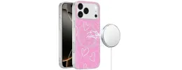 For iPhone 17 Pro Max [Magnetic] Double Layer Design IMD Case -mirror with hearts