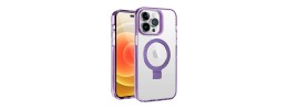 For Apple iPhone 11 (XI6.1) Dotted Edged Line Transparent HQ Magnetic Ring Stand Hybrid - Light Purple