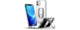 For Apple iPhone 11 (XI6.1) ELITE Camera Push Magnetic Ring Stand Hybrid Case Cover - Silver