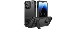 For Apple iPhone 11 (XI6.1) Easy Viewing Kickstand Camera Protection Hybrid Case Cover - Black