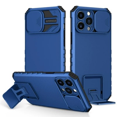 For Apple iPhone 11 (XI6.1) Easy Viewing Kickstand Camera Protection Hybrid Case Cover - Blue