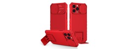 For Apple iPhone 11 (XI6.1) Easy Viewing Kickstand Camera Protection Hybrid Case Cover - Red