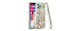 For Apple iPhone 11 (XI6.1) Full Diamond with Ornaments Hard TPU Case Cover - Silver Panda Floral