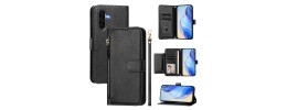 For Cricket Icon 6 Luxury Wallet Card ID Zipper Money Holder - Black