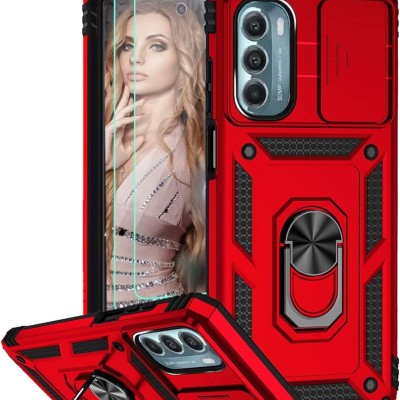 For Moto G 5G 2022 Robust Magnetic Kickstand Hybrid Case Cover - Red