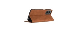 For Moto G 5G 2022 Wallet Premium PU Vegan Leather ID Card Money Holder with Magnetic Closure - Brown